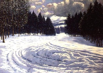 Sleigh Tracks in a Snowy Clearing by Victor Olgyai